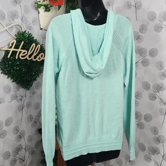 Athleta Lightweight Knit Hoodie - Mint Pointelle Accent - Picture 6 of 8